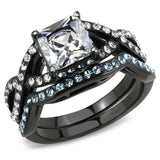 TK3457 - IP Black(Ion Plating) Stainless Steel Ring with AAA Grade CZ in Clear - Alamode - Flyclothing LLC