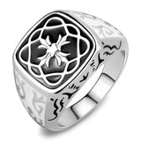 TK3460 - High polished (no plating) Stainless Steel Ring with Epoxy in Jet - Alamode - Flyclothing LLC