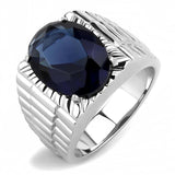 TK3461 - High polished (no plating) Stainless Steel Ring with Synthetic Synthetic Glass in Montana - Alamode - Flyclothing LLC