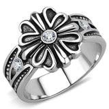 TK3462 - High polished (no plating) Stainless Steel Ring with Top Grade Crystal in Clear - Alamode - Flyclothing LLC
