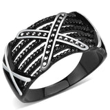 TK3468 - IP Black(Ion Plating) Stainless Steel Ring with No Stone - Alamode - Flyclothing LLC