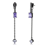 TK3472 - IP Black(Ion Plating) Stainless Steel Earrings with AAA Grade CZ in Tanzanite - Alamode - Flyclothing LLC