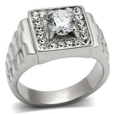 TK347 - High polished (no plating) Stainless Steel Ring with AAA Grade CZ in Clear - Alamode - Flyclothing LLC