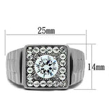 TK347 - High polished (no plating) Stainless Steel Ring with AAA Grade CZ in Clear - Alamode - Flyclothing LLC