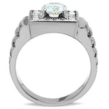 TK347 - High polished (no plating) Stainless Steel Ring with AAA Grade CZ in Clear - Alamode - Flyclothing LLC