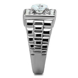 TK347 - High polished (no plating) Stainless Steel Ring with AAA Grade CZ in Clear - Alamode - Flyclothing LLC