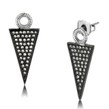 TK3485 - Two-Tone IP Black (Ion Plating) Stainless Steel Earrings with Top Grade Crystal in Clear - Alamode - Flyclothing LLC