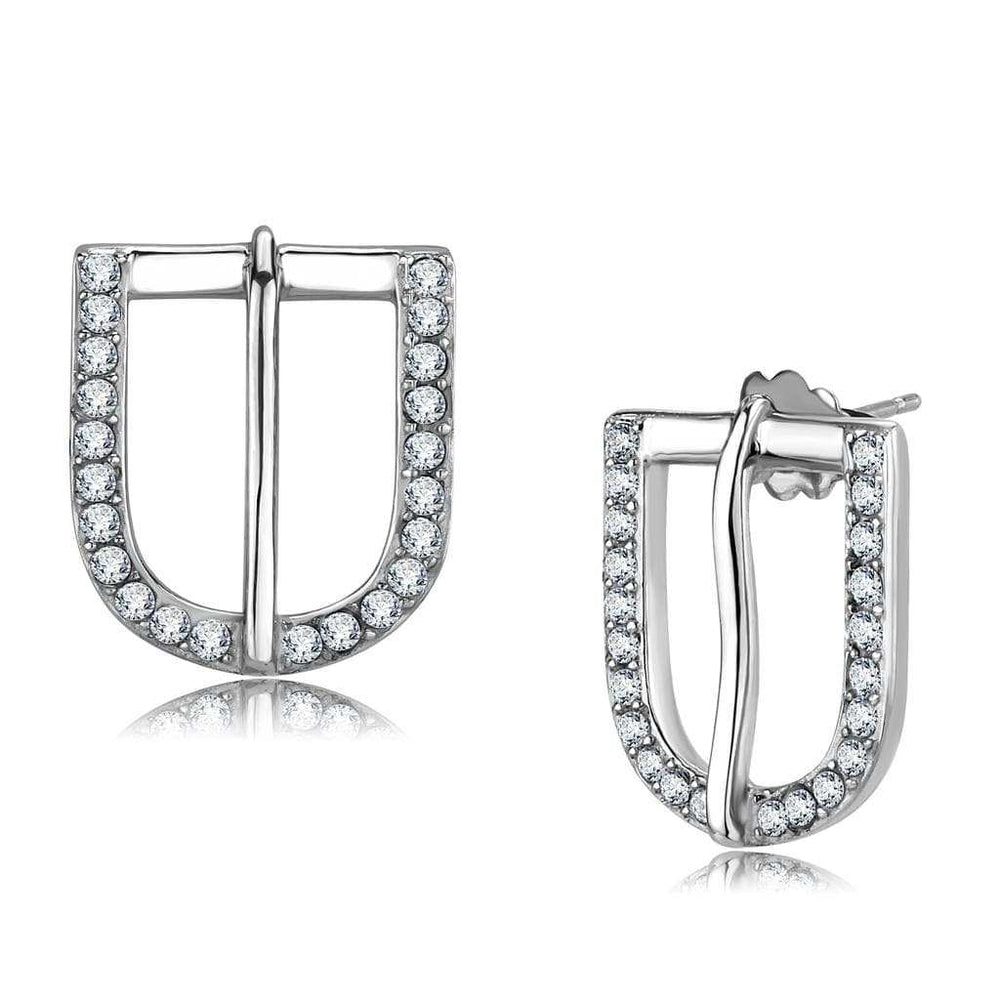 TK3489 - High polished (no plating) Stainless Steel Earrings with Top Grade Crystal in Clear - Alamode - Flyclothing LLC