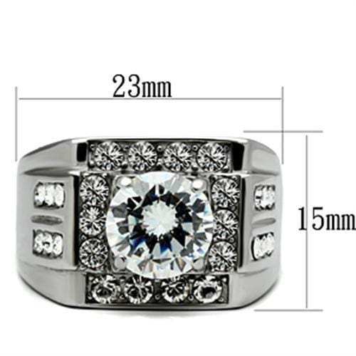 TK348 - High polished (no plating) Stainless Steel Ring with AAA Grade CZ in Clear - Alamode - Flyclothing LLC