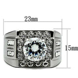 TK348 - High polished (no plating) Stainless Steel Ring with AAA Grade CZ in Clear - Alamode - Flyclothing LLC