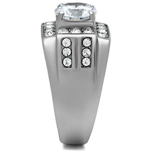 TK348 - High polished (no plating) Stainless Steel Ring with AAA Grade CZ in Clear - Alamode - Flyclothing LLC
