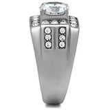 TK348 - High polished (no plating) Stainless Steel Ring with AAA Grade CZ in Clear - Alamode - Flyclothing LLC