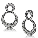 TK3493 - IP Black(Ion Plating) Stainless Steel Earrings with Top Grade Crystal in Clear - Alamode - Flyclothing LLC