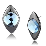 TK3494 - IP Light Black (IP Gun) Stainless Steel Earrings with Synthetic Synthetic Glass in Light Sapphire - Alamode - Flyclothing LLC