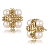 TK3495 - IP Rose Gold(Ion Plating) Stainless Steel Earrings with Synthetic Pearl in Light Rose - Alamode - Flyclothing LLC
