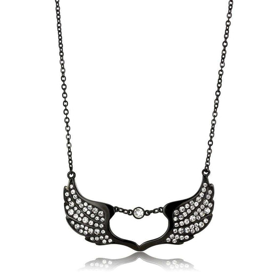 TK3496 - IP Black(Ion Plating) Stainless Steel Necklace with Top Grade Crystal in Clear - Alamode - Flyclothing LLC