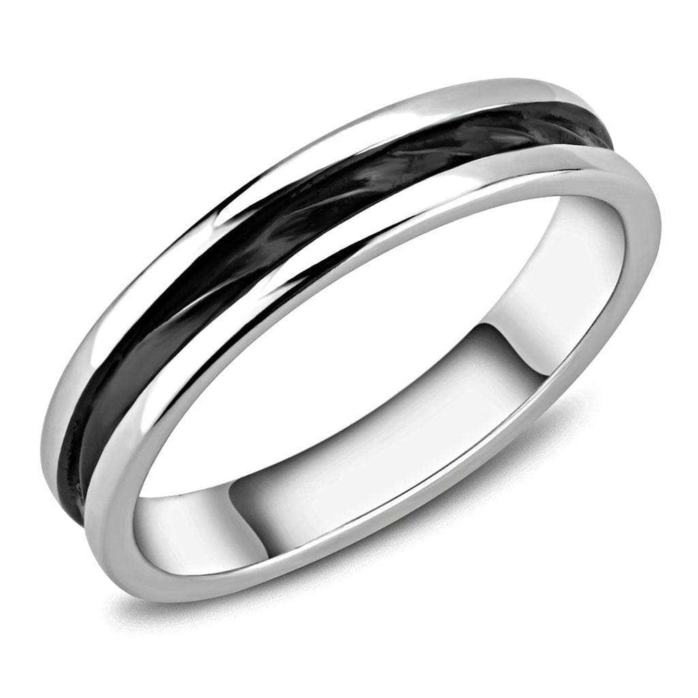 TK3502 - Two-Tone IP Black (Ion Plating) Stainless Steel Ring with No Stone - Alamode - Flyclothing LLC