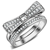 TK3506 - High polished (no plating) Stainless Steel Ring with Top Grade Crystal in Clear - Alamode - Flyclothing LLC