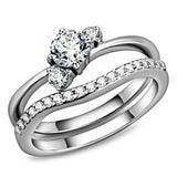 TK3507 - High polished (no plating) Stainless Steel Ring with AAA Grade CZ in Clear - Alamode - Flyclothing LLC