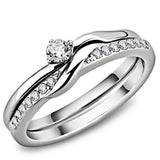 TK3508 - High polished (no plating) Stainless Steel Ring with AAA Grade CZ in Clear - Alamode - Flyclothing LLC
