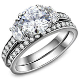 TK3509 - High polished (no plating) Stainless Steel Ring with AAA Grade CZ in Clear - Alamode - Flyclothing LLC