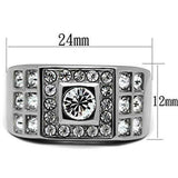 TK350 - High polished (no plating) Stainless Steel Ring with Top Grade Crystal in Clear - Alamode - Flyclothing LLC