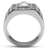 TK350 - High polished (no plating) Stainless Steel Ring with Top Grade Crystal in Clear - Alamode - Flyclothing LLC