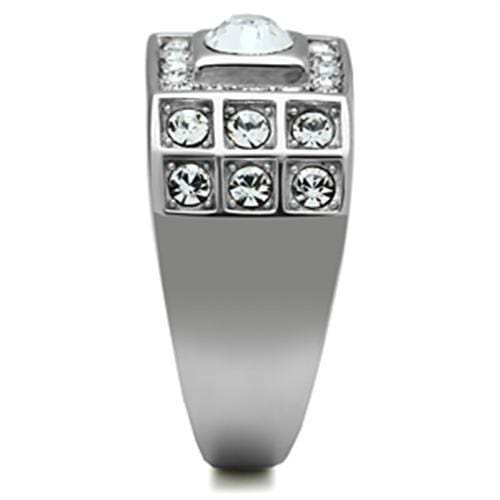 TK350 - High polished (no plating) Stainless Steel Ring with Top Grade Crystal in Clear - Alamode - Flyclothing LLC