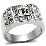 TK350 - High polished (no plating) Stainless Steel Ring with Top Grade Crystal in Clear - Alamode - Flyclothing LLC