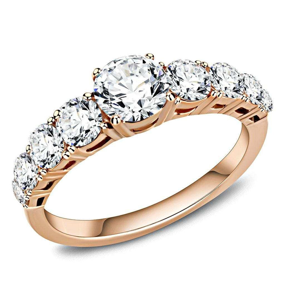 TK3516 - IP Rose Gold(Ion Plating) Stainless Steel Ring with AAA Grade CZ in Clear - Alamode - Flyclothing LLC