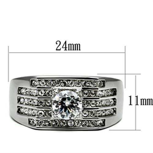 TK351 - High polished (no plating) Stainless Steel Ring with AAA Grade CZ in Clear - Alamode - Flyclothing LLC