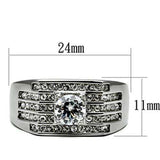 TK351 - High polished (no plating) Stainless Steel Ring with AAA Grade CZ in Clear - Alamode - Flyclothing LLC