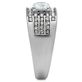 TK351 - High polished (no plating) Stainless Steel Ring with AAA Grade CZ in Clear - Alamode - Flyclothing LLC