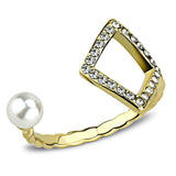 TK3523 - IP Gold(Ion Plating) Stainless Steel Ring with Synthetic Pearl in White - Alamode - Flyclothing LLC