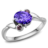 TK3525 - High polished (no plating) Stainless Steel Ring with AAA Grade CZ in Tanzanite - Alamode - Flyclothing LLC