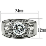 TK352 - High polished (no plating) Stainless Steel Ring with AAA Grade CZ in Clear - Alamode - Flyclothing LLC