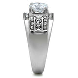 TK352 - High polished (no plating) Stainless Steel Ring with AAA Grade CZ in Clear - Alamode - Flyclothing LLC