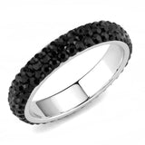 TK3534 - High polished (no plating) Stainless Steel Ring with Top Grade Crystal in Jet - Alamode - Flyclothing LLC