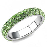 TK3537 - High polished (no plating) Stainless Steel Ring with Top Grade Crystal in Peridot - Alamode - Flyclothing LLC