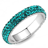 TK3538 - High polished (no plating) Stainless Steel Ring with Top Grade Crystal in Blue Zircon - Alamode - Flyclothing LLC