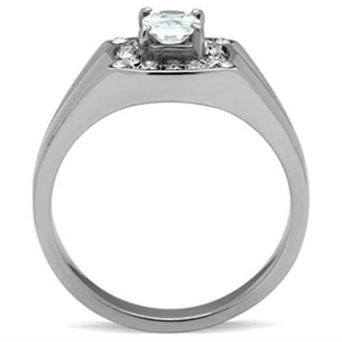 TK353 - High polished (no plating) Stainless Steel Ring with AAA Grade CZ in Clear - Alamode - Flyclothing LLC