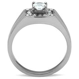 TK353 - High polished (no plating) Stainless Steel Ring with AAA Grade CZ in Clear - Alamode - Flyclothing LLC