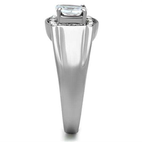 TK353 - High polished (no plating) Stainless Steel Ring with AAA Grade CZ in Clear - Alamode - Flyclothing LLC