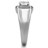 TK353 - High polished (no plating) Stainless Steel Ring with AAA Grade CZ in Clear - Alamode - Flyclothing LLC