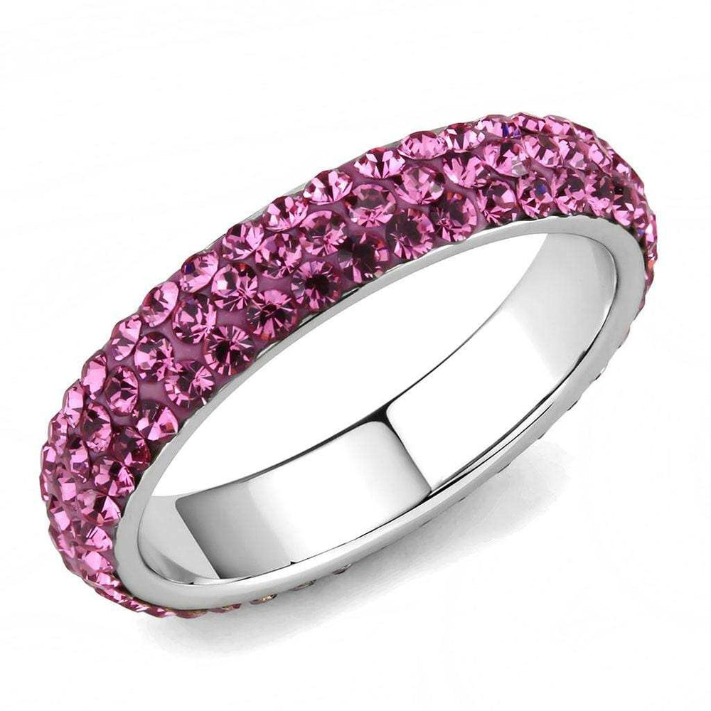 TK3542 - High polished (no plating) Stainless Steel Ring with Top Grade Crystal in Rose - Alamode - Flyclothing LLC