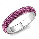 TK3542 - High polished (no plating) Stainless Steel Ring with Top Grade Crystal in Rose - Alamode - Flyclothing LLC