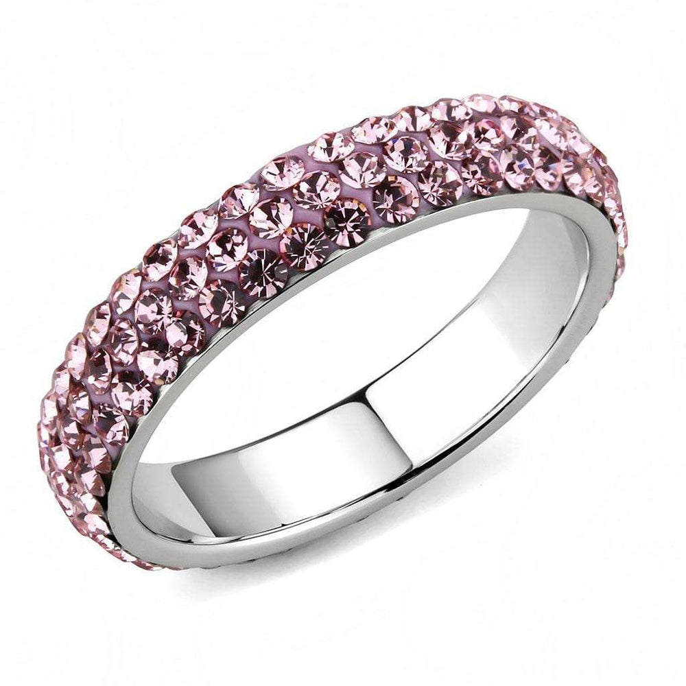 TK3543 - High polished (no plating) Stainless Steel Ring with Top Grade Crystal in Light Rose - Alamode - Flyclothing LLC
