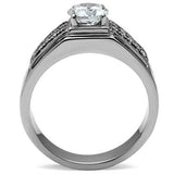 TK354 - High polished (no plating) Stainless Steel Ring with AAA Grade CZ in Clear - Alamode - Flyclothing LLC