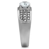 TK354 - High polished (no plating) Stainless Steel Ring with AAA Grade CZ in Clear - Alamode - Flyclothing LLC