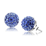 TK3550 - High polished (no plating) Stainless Steel Earrings with Top Grade Crystal in Sapphire - Alamode - Flyclothing LLC